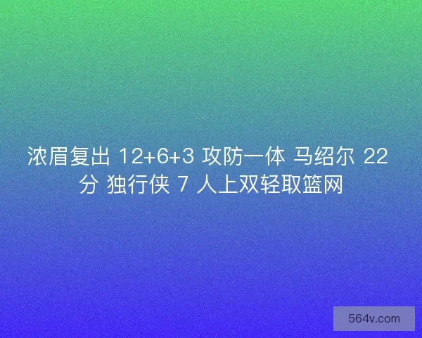 浓眉复出 12+6+3 攻防一体 马绍尔 22 分 独行侠 7 人上双轻取篮网