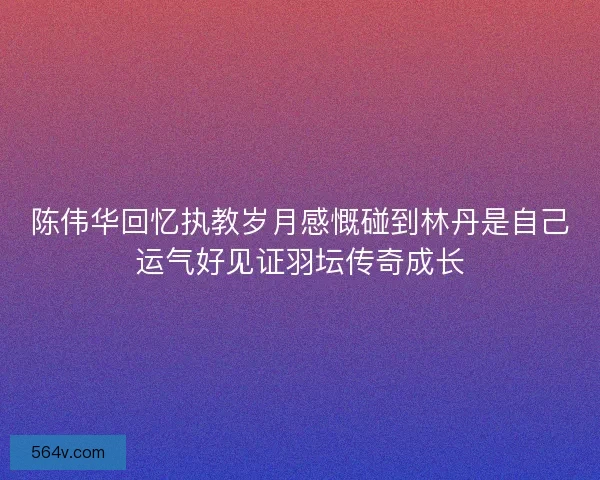 陈伟华回忆执教岁月感慨碰到林丹是自己运气好见证羽坛传奇成长
